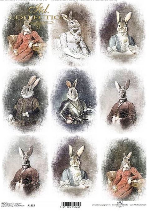 Debonaire Bunnies Decoupage Rice Paper