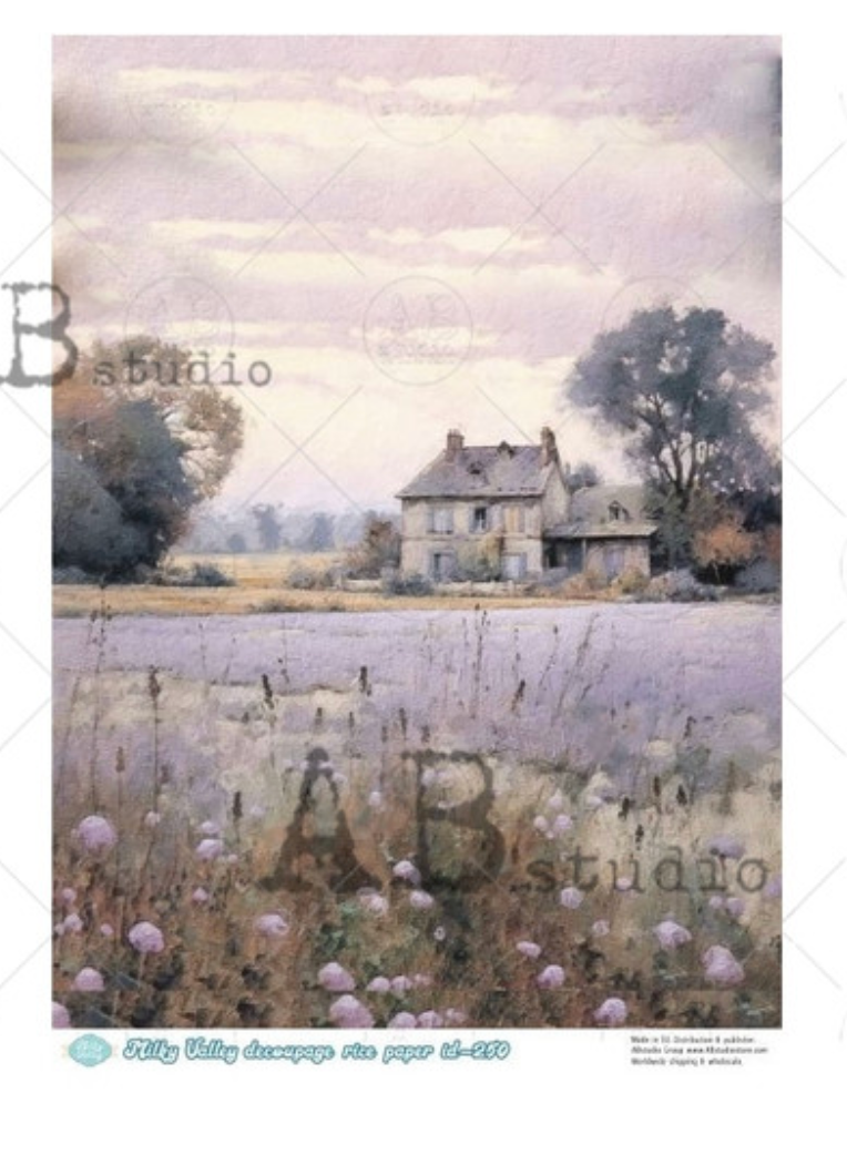 AB Studios Lavender Farmhouse A4 Rice Paper