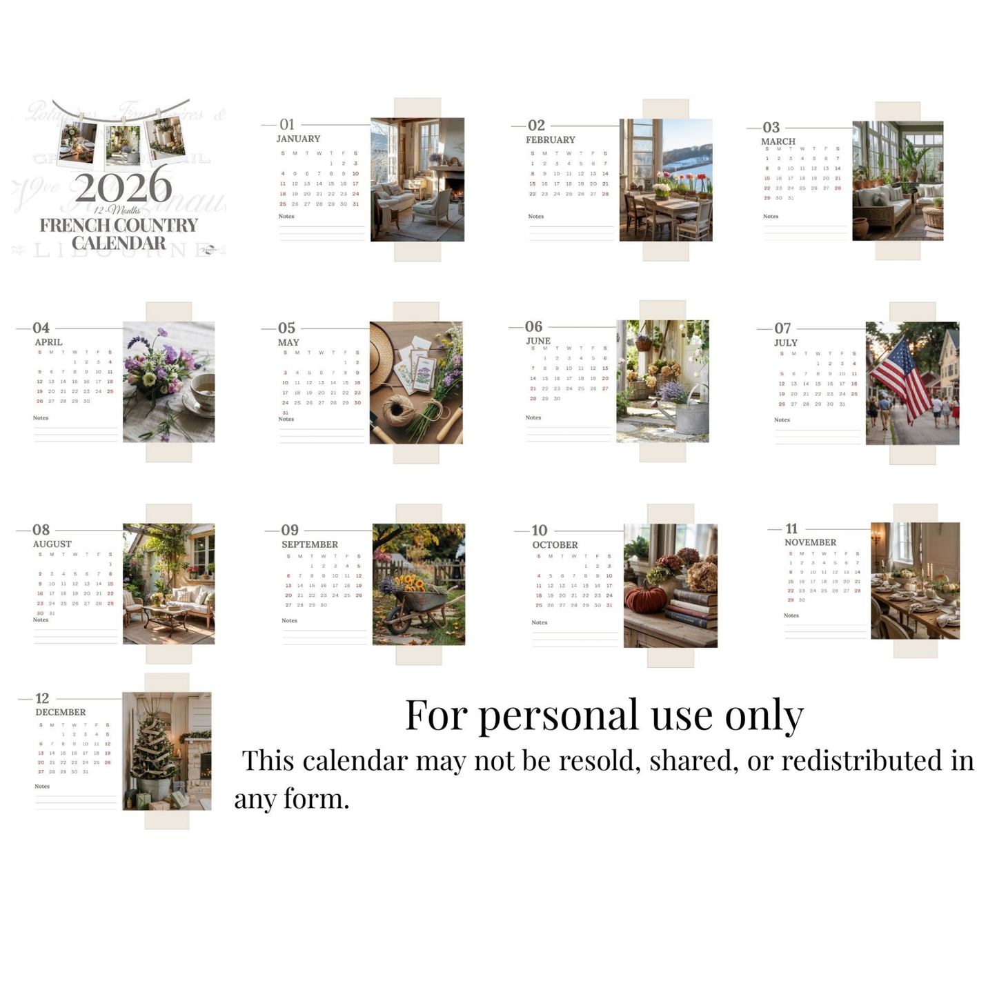 French Country Calendar Download