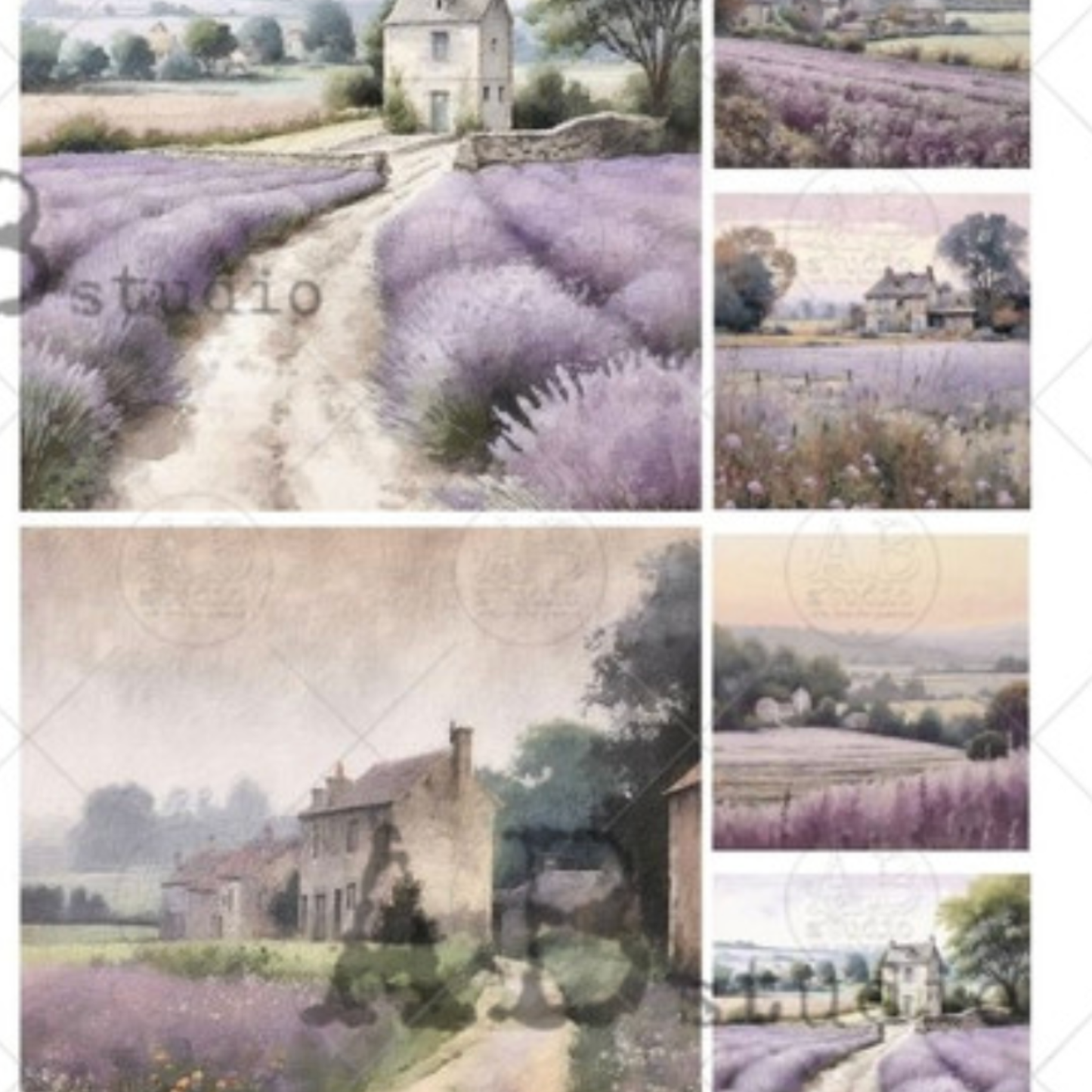 AB Studios Lavender Farmhouse Six Scenes A4 Rice Paper