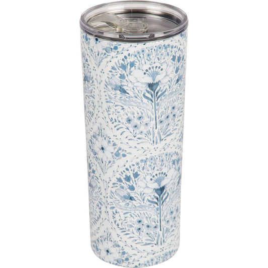 Indigo Floral Coffee Tumbler