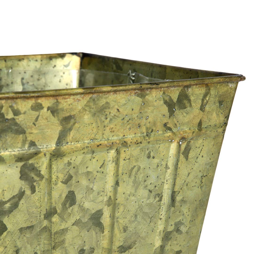 SQUARE TIN VERDIGRIS PLANTER