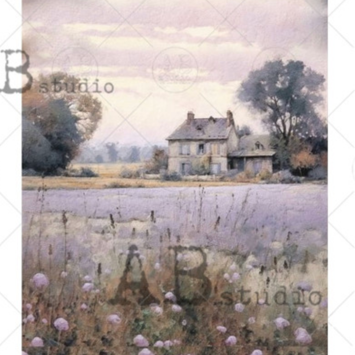 AB Studios Lavender Farmhouse A4 Rice Paper