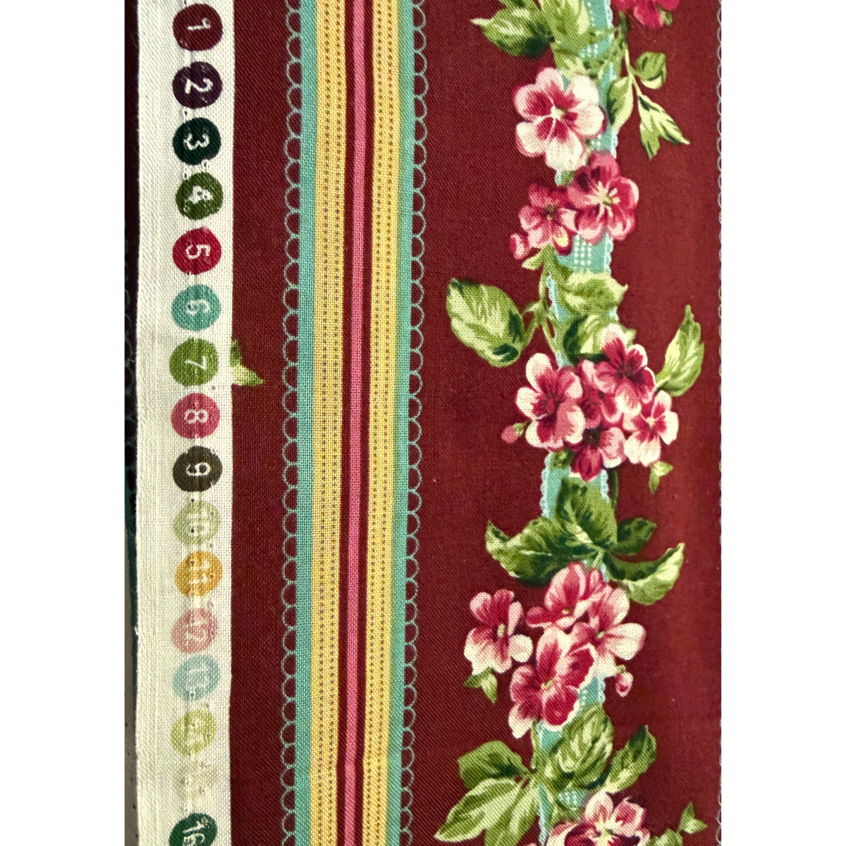 Vip Burgundy Stripe Floral cotton Fabric