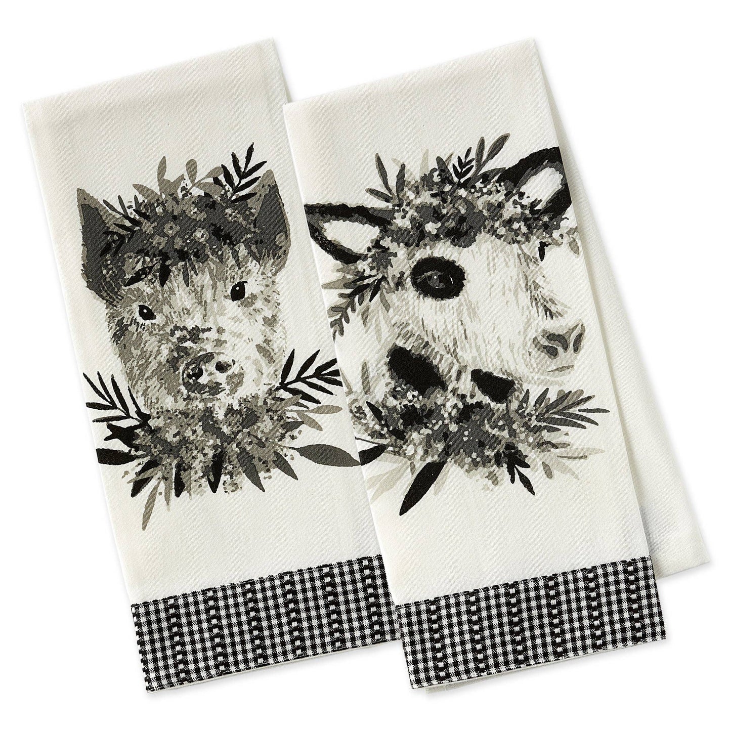 Barn Animals Embellished Dishtowels Set of 2