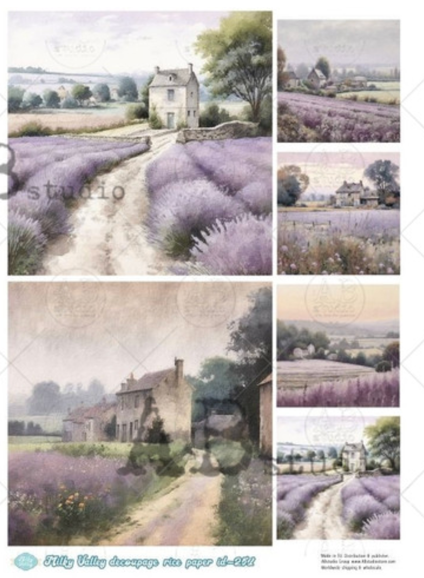 AB Studios Lavender Farmhouse Six Scenes A4 Rice Paper