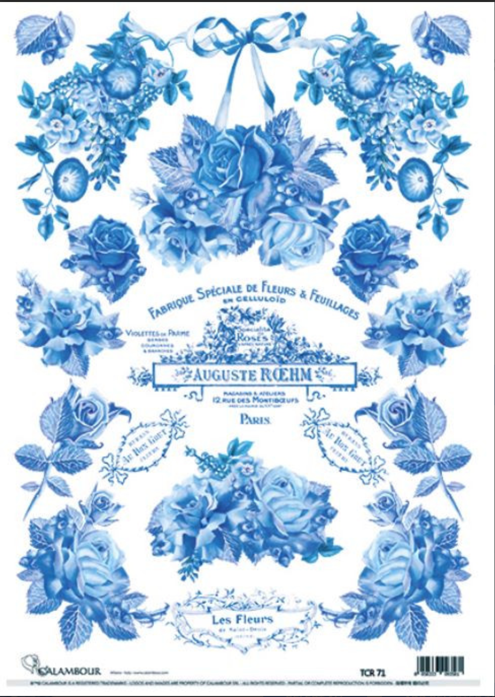 Calambour Blue Floral Rice Paper