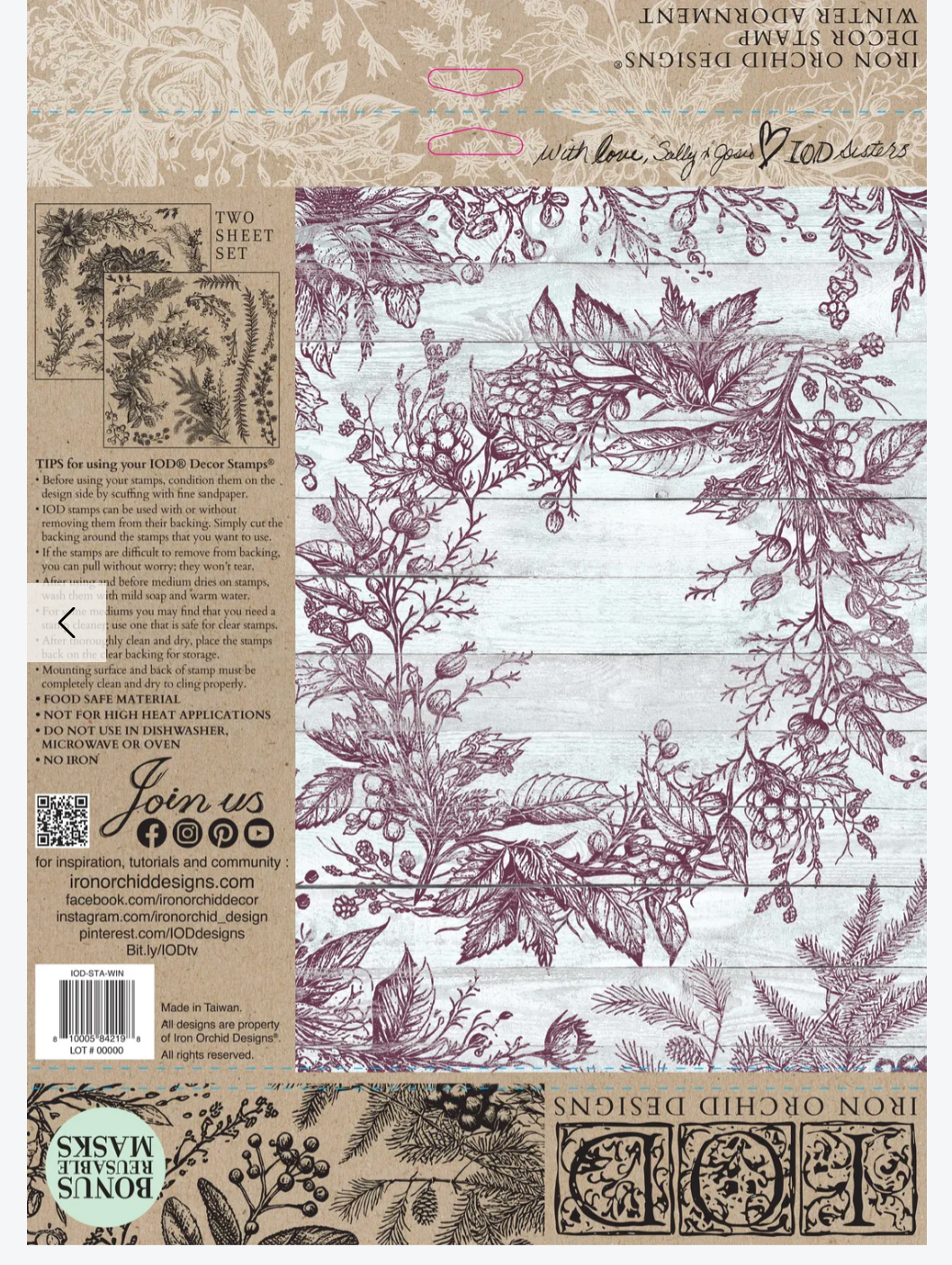 IOD Winter Adornment Stamps 12" x 12" 2 Sheets