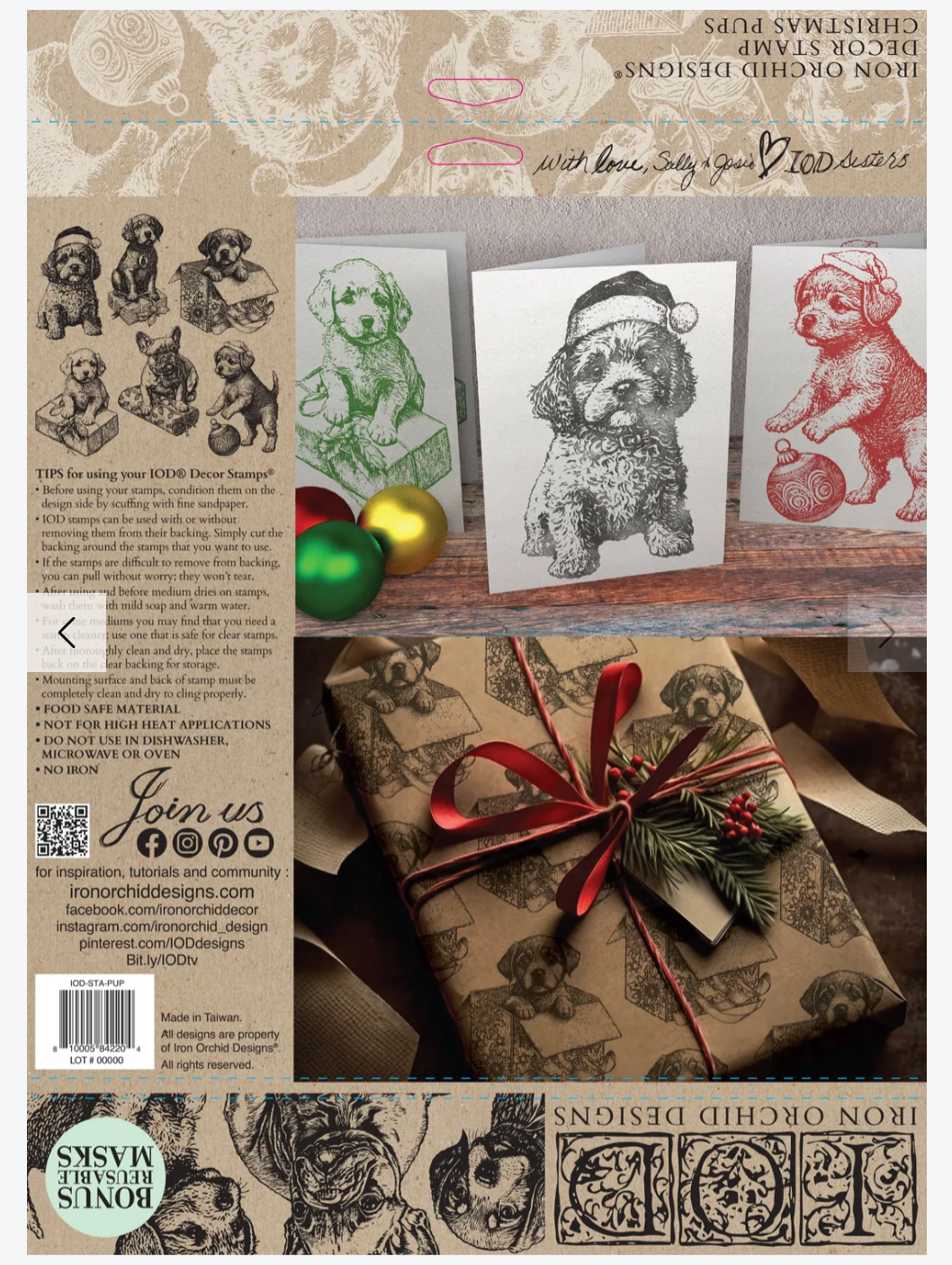 IOD Christmas Puppies Stamps 12" x 12"
