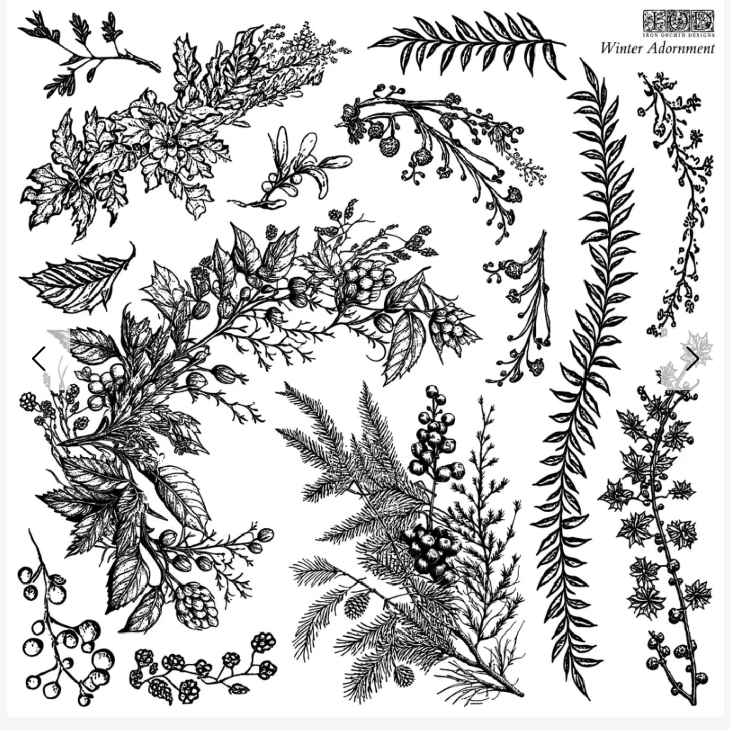 IOD Winter Adornment Stamps 12" x 12" 2 Sheets