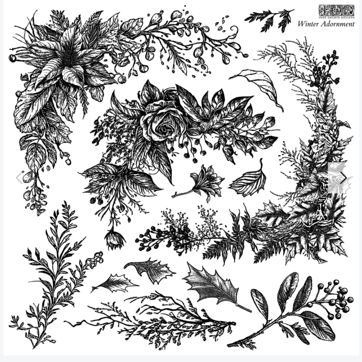 IOD Winter Adornment Stamps 12" x 12" 2 Sheets