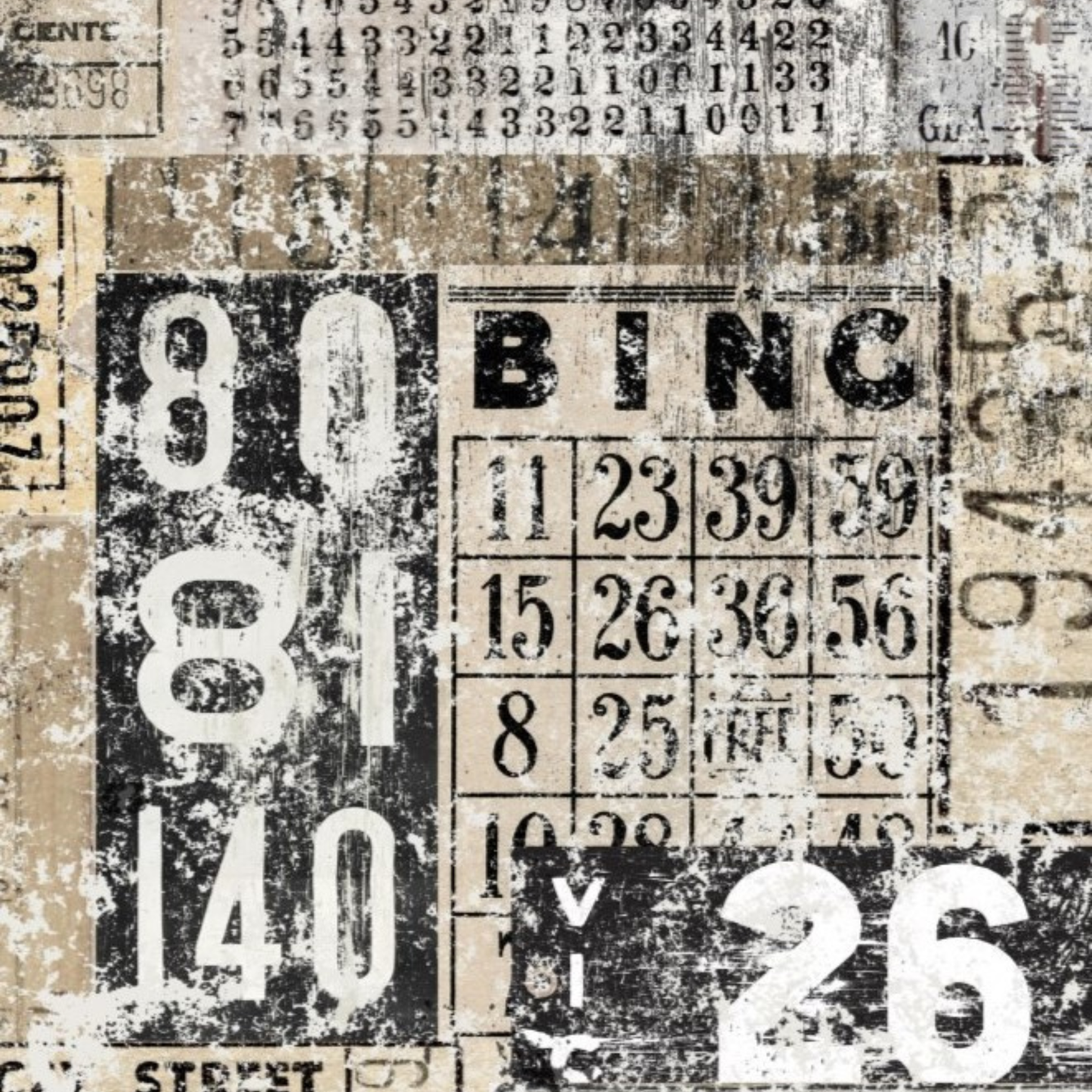 Grunge Numbers Decoupage Paper