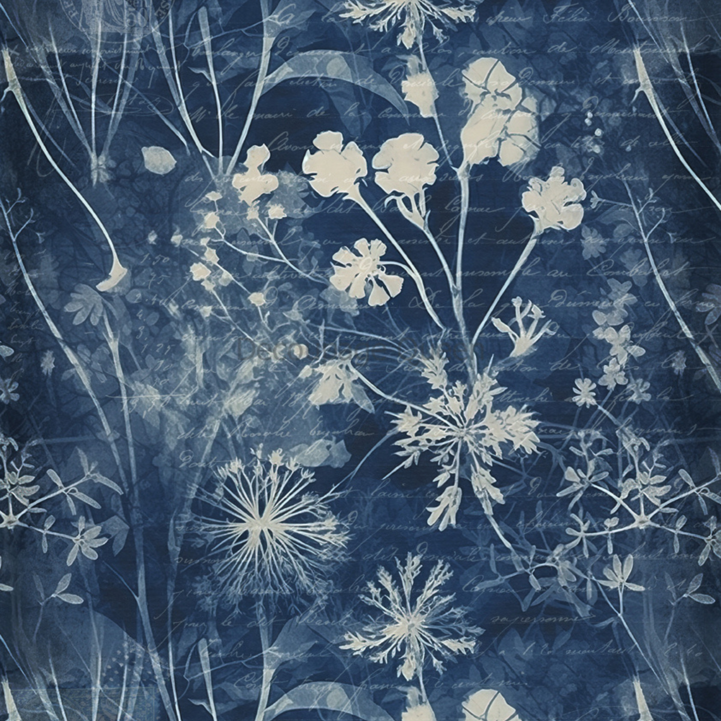 Indigo Botanical 3 Decoupage Rice Paper