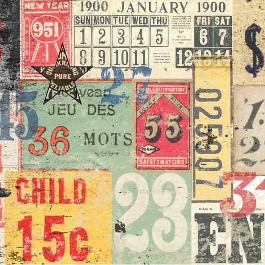 Numbered Decollage Decoupage Paper