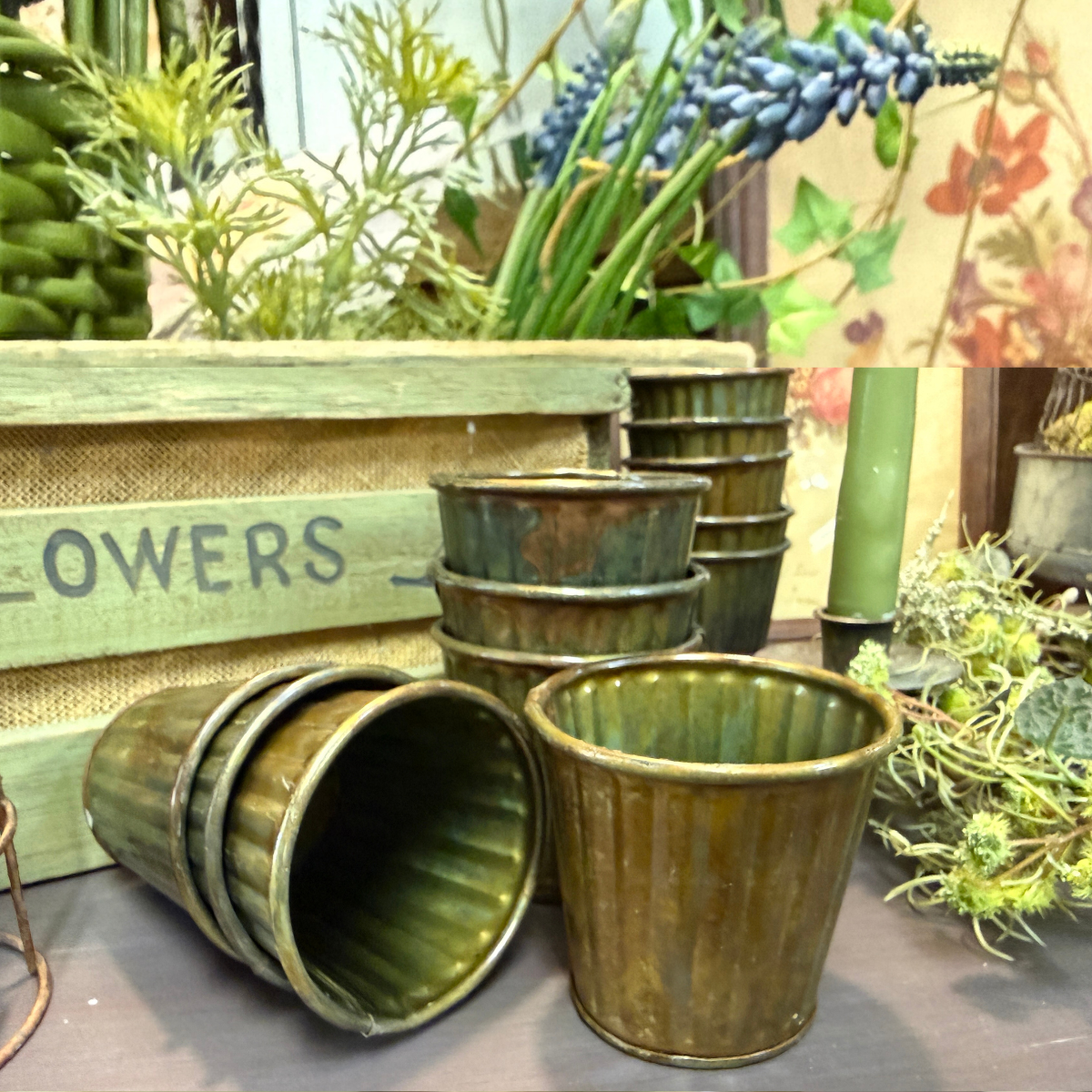 Tiny Antique Flower Bucket