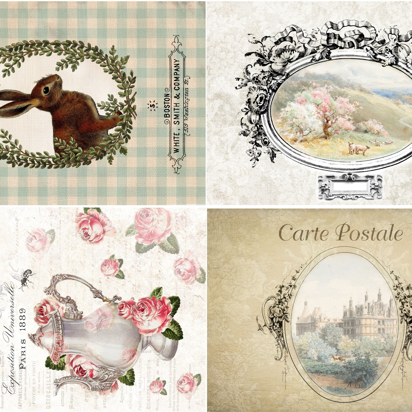 Spring Blocks Decoupage Paper